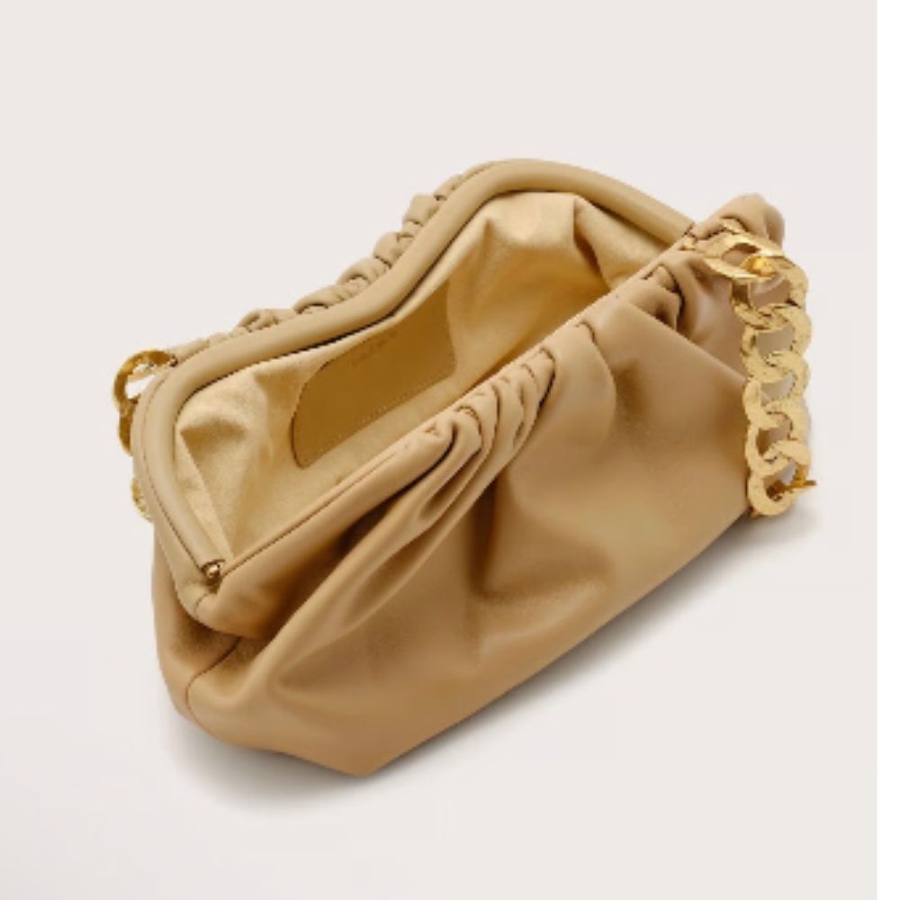 NWT Cult Gaia Dulce Shoulder Leather Bag Brass Gold - Picture 6 of 8